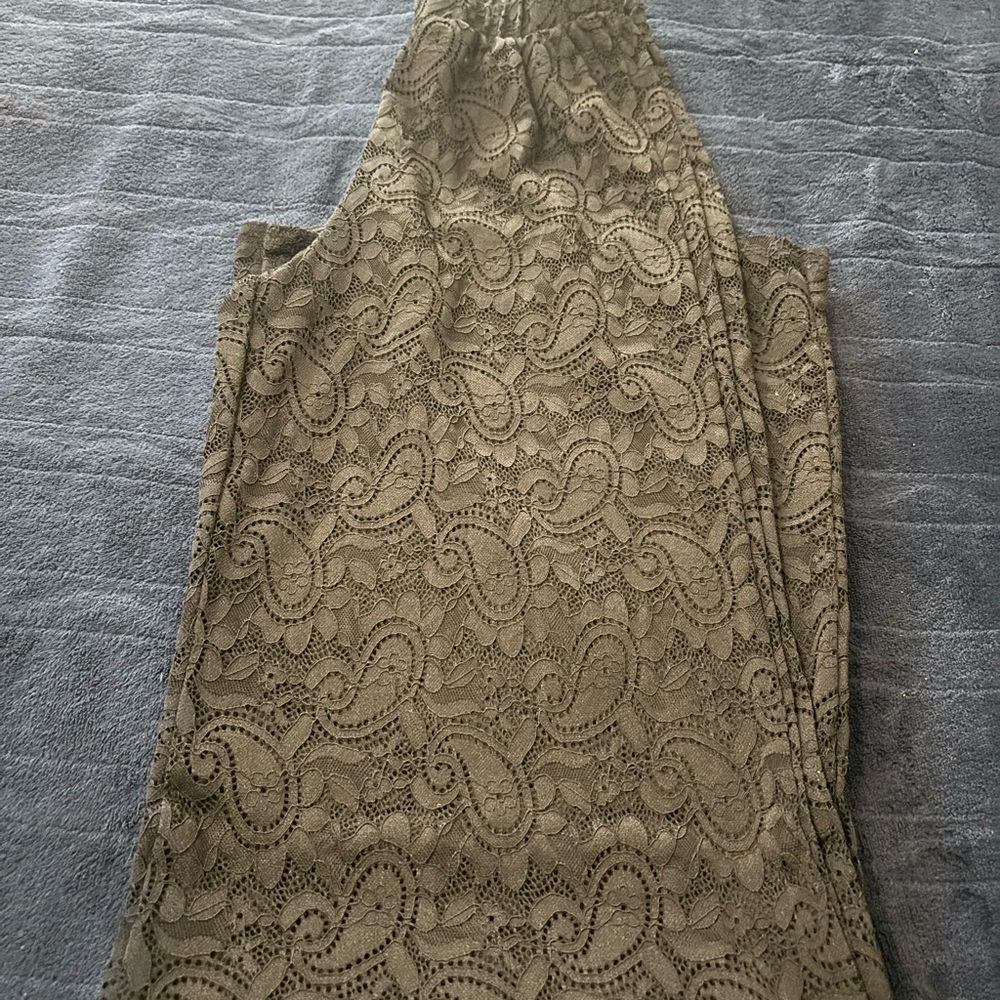 Lace Patterned Tan Skirt
